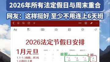这次调休变少了!今年所有法定假日全与周末重合 这次调休变少了!今年所有法定假日全与周末重合