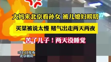 大妈来北京看孙女 被儿媳妇唠叨 赌气出走两天两夜