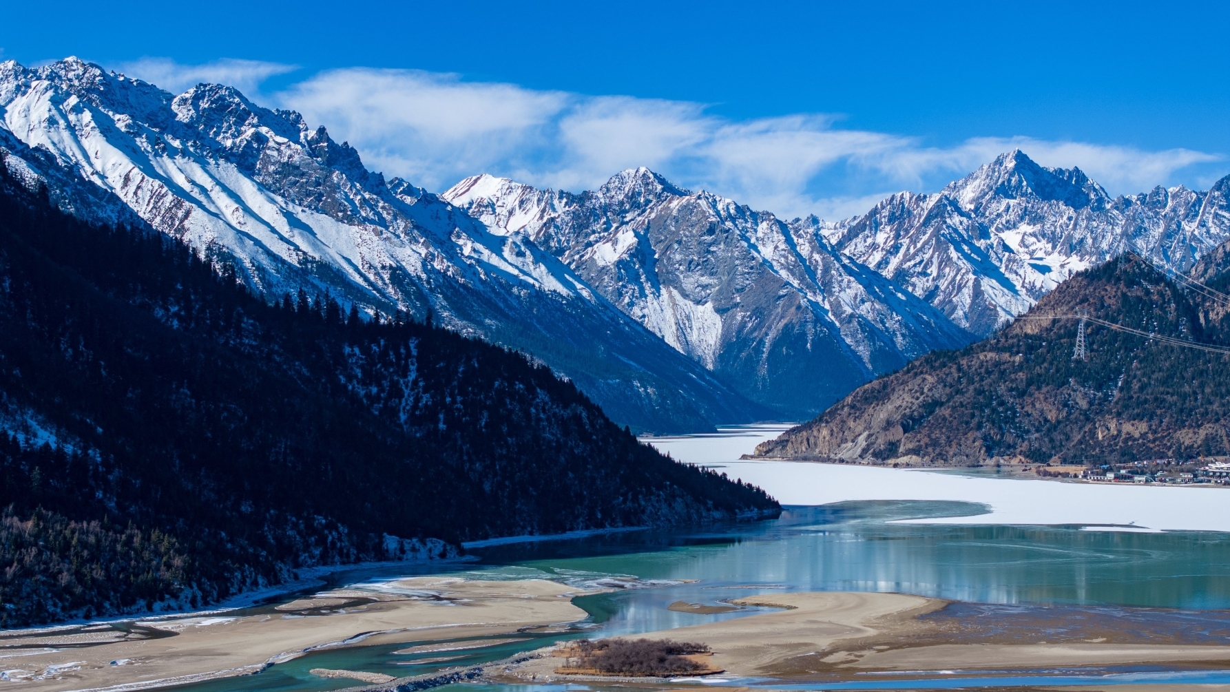 初雪之后,西藏然乌湖风光如画 初雪之后,西藏然乌湖风光如画