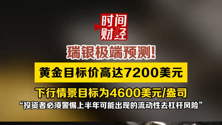 瑞银极端预测!黄金目标价高达7200美元,警惕流动性去杠杆风险 瑞银极端预测!黄金目标价高达7200美元,警惕流动性去杠杆风险