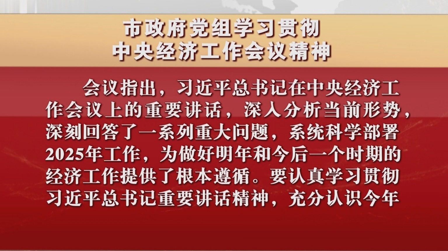 市政府党组学习贯彻中央经济工作会议精神