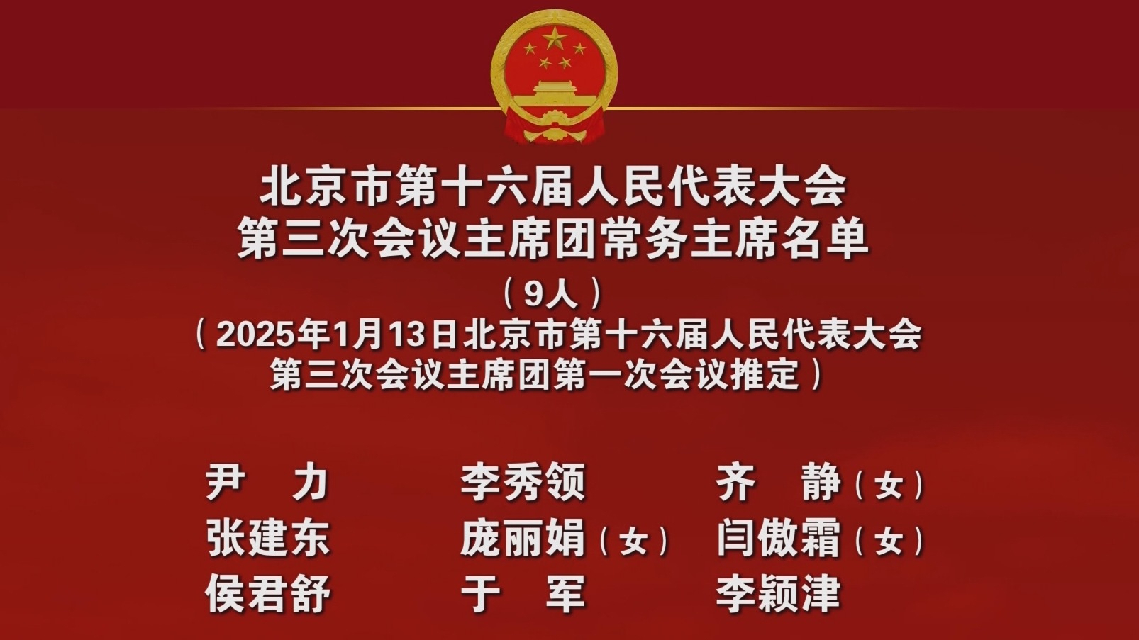 北京市第十六届人民代表大会第三次会议主席团常务主席名单 北京市第十六届人民代表大会第三次会议主席团常务主席名单